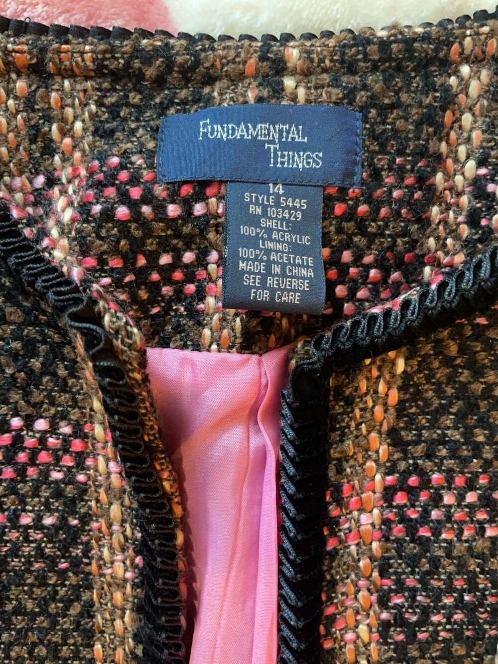 Fundamental Things Tweed Plaid Blazer Jacket Size 14 - Picture 4 of 12